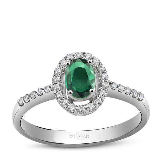 0.68 Karat Oval Kesim Zümrüt Pırlanta Yüzük Capar Diamond
