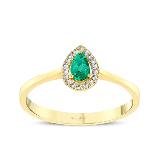 0.26 Karat Damla Zümrüt Pırlanta Yüzük Capar Diamond