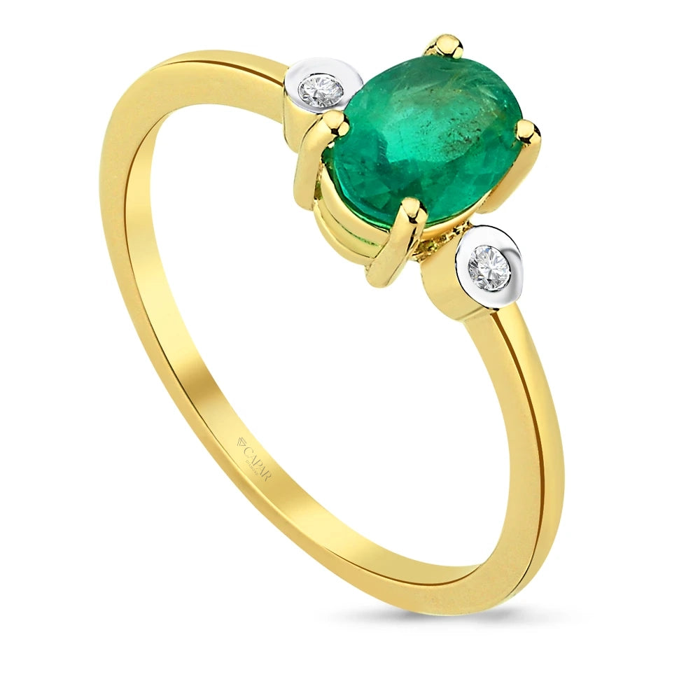 0.66 Karat Oval Zümrüt Pırlanta Yüzük Capar Diamond