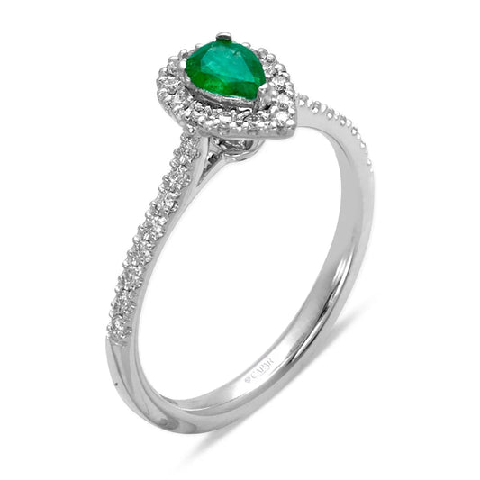 0.47 karat Karat Pırlanta Damla Zümrüt Yüzük Capar Diamond