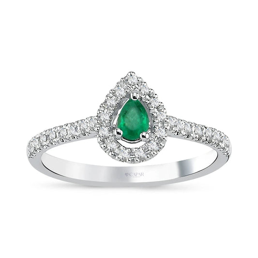 0.47 karat Karat Pırlanta Damla Zümrüt Yüzük Capar Diamond
