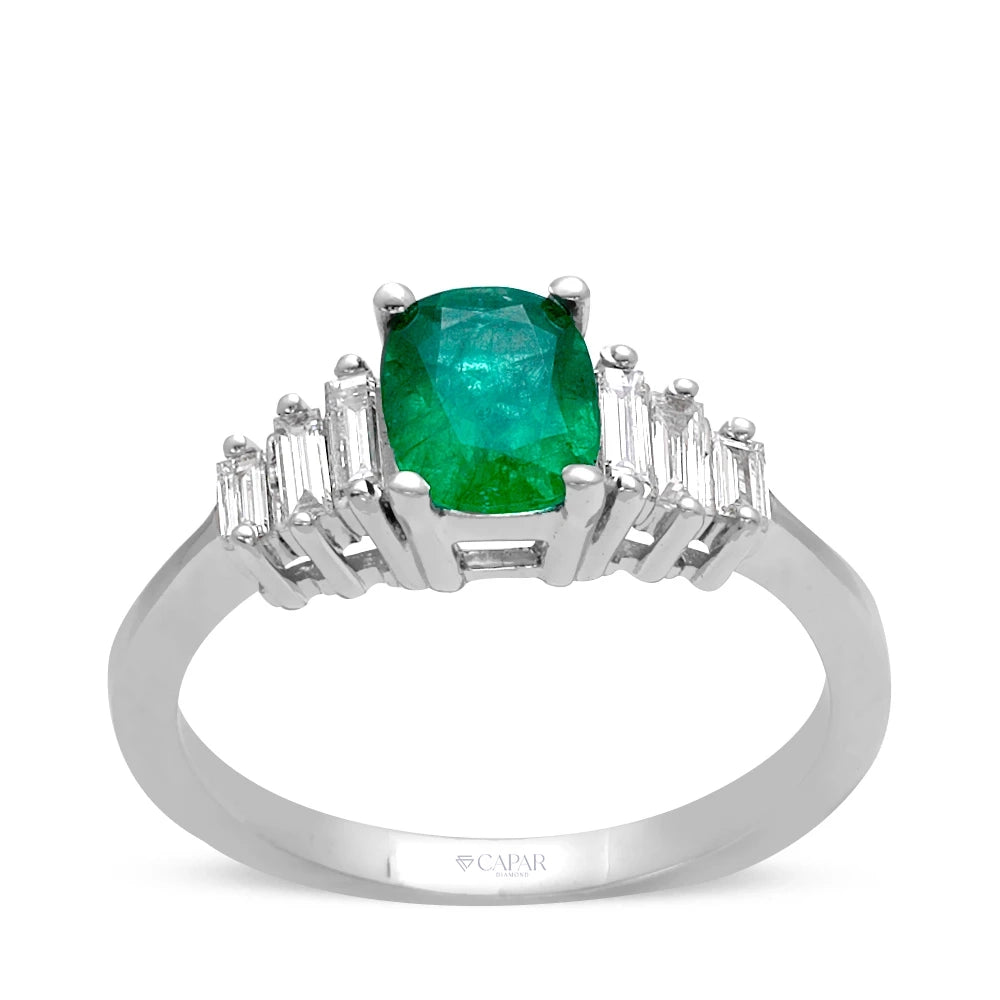 1.68 Karat Baget Pırlantalı Zümrüt Fantezi Yüzük Capar Diamond