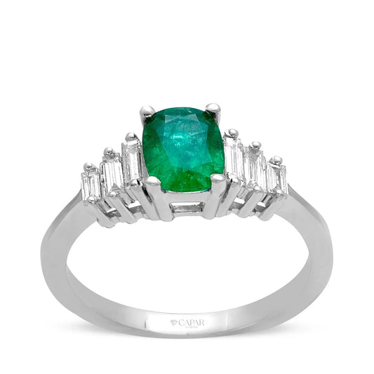 1.68 Karat Baget Pırlantalı Zümrüt Fantezi Yüzük Capar Diamond