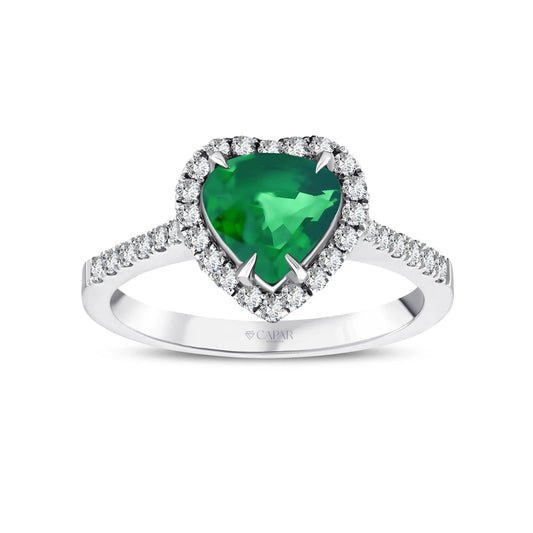 1.46 Karat Kalp Kesim Zümrüt Pırlanta Yüzük Capar Diamond