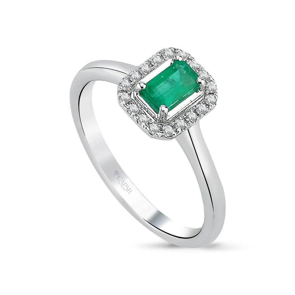 0.61 Karat Pırlanta Taşlı Zümrüt Yüzük Capar Diamond