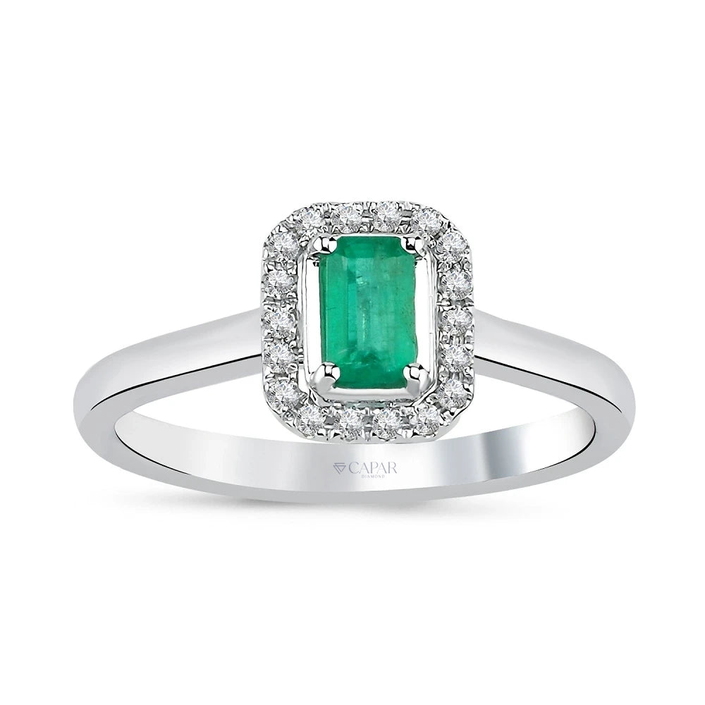0.61 Karat Pırlanta Taşlı Zümrüt Yüzük Capar Diamond