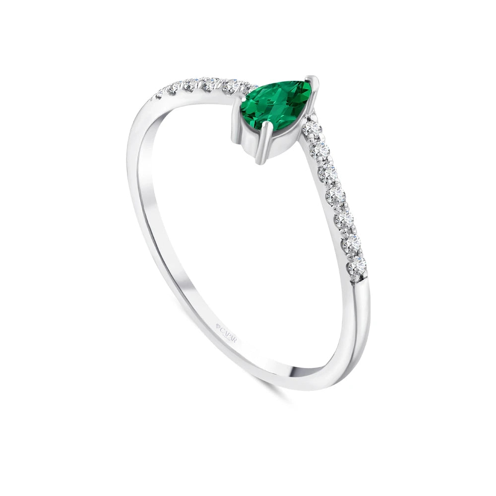 0.23 Karat Pırlanta Zümrüt Yüzük Capar Diamond