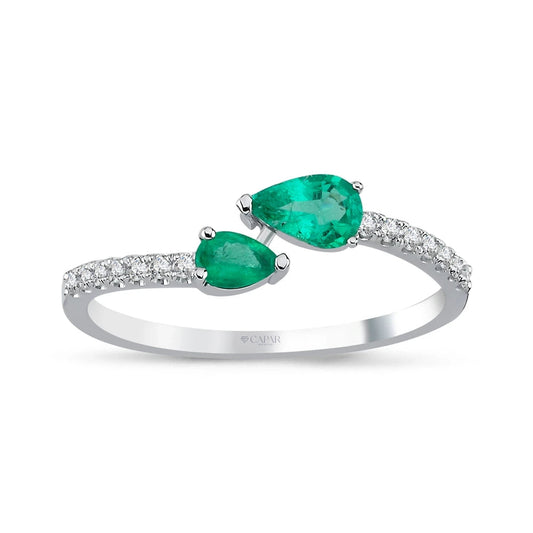 0.46 Karat Damla Zümrüt Pırlanta Yüzük Capar Diamond