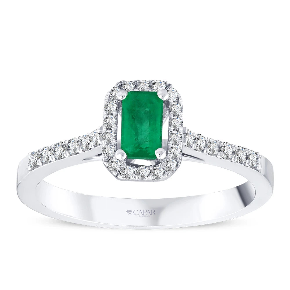 0.42 Karat Zümrüt Pırlanta Yüzük Capar Diamond