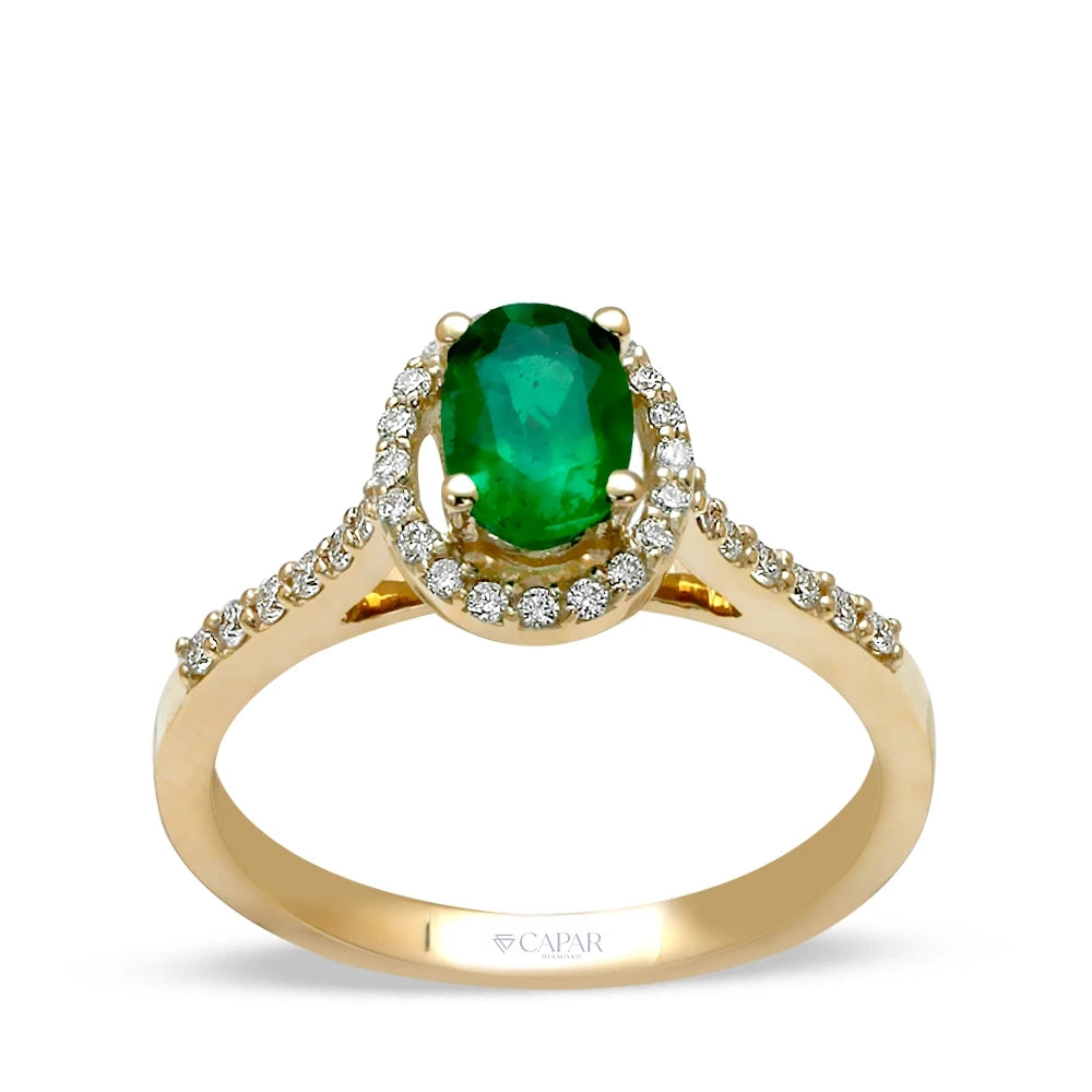 0.78 Karat Oval Zümrüt Pırlanta Yüzük Capar Diamond