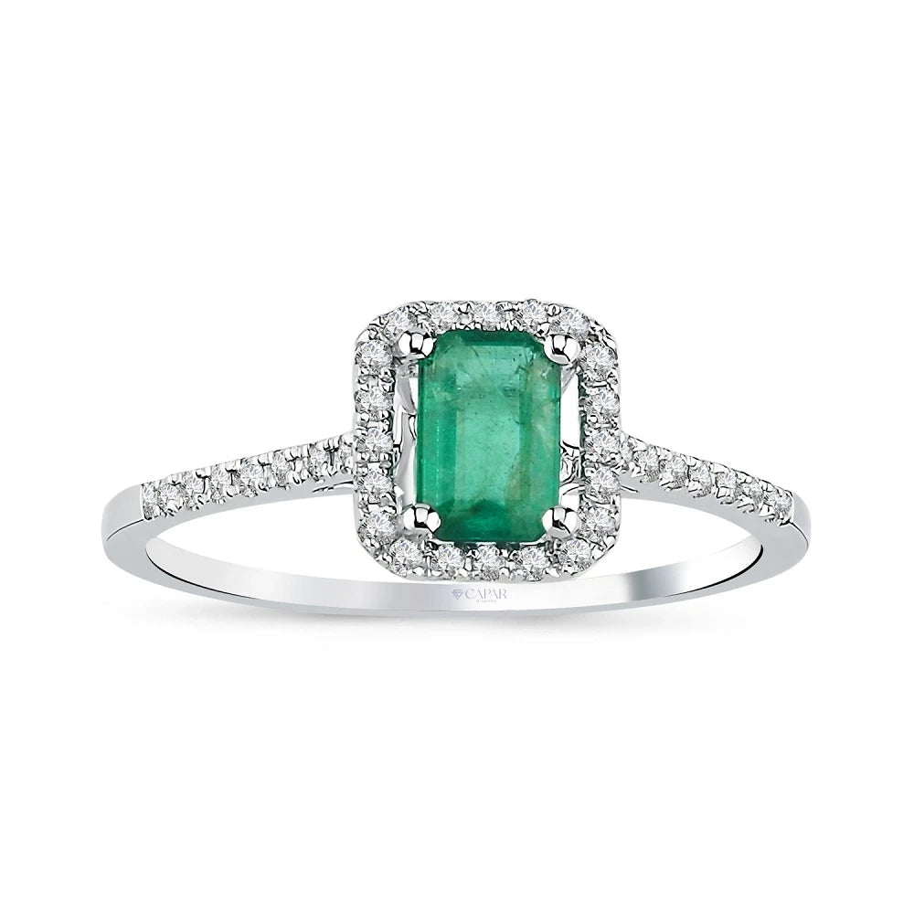 0.72 Karat Pırlantalı Zümrüt Yüzük Capar Diamond