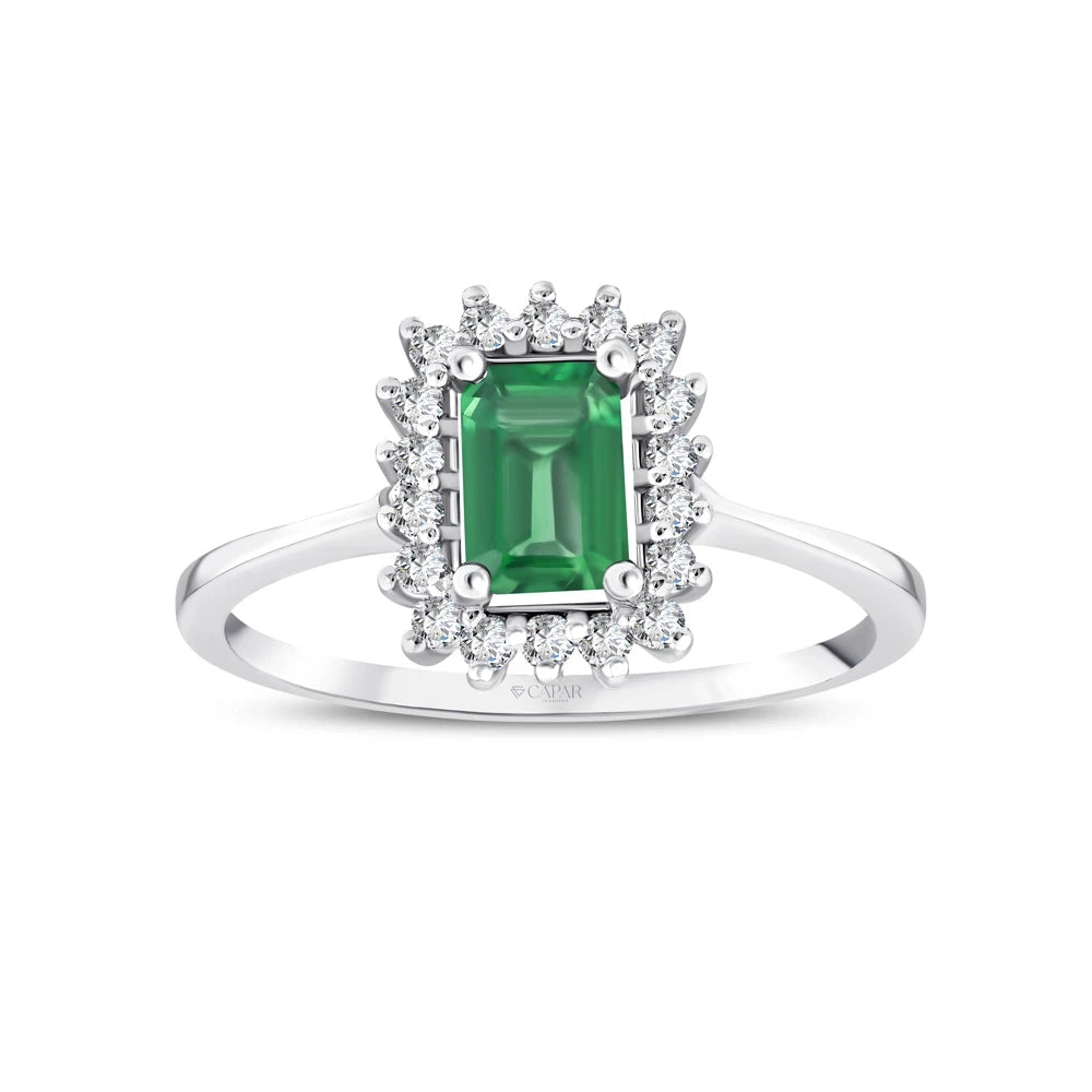 1.00 Karat Zümrüt Pırlanta Yüzük Capar Diamond