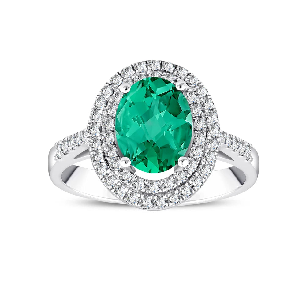 2.20 Karat Oval Zümrütlü Pırlanta Yüzük Capar Diamond