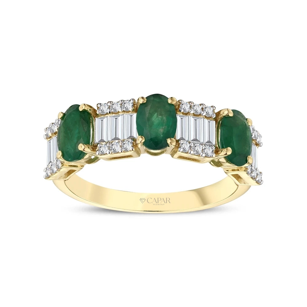 2.13 Karat Baget Pırlantalı Oval Kesim Zümrüt Yüzük Capar Diamond