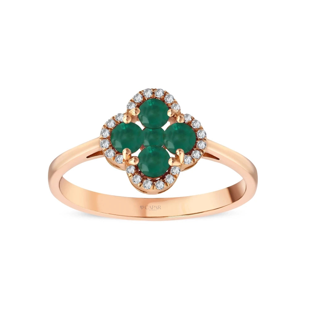 0.38 Karat Zümrüt Taşlı Pırlanta Yüzük Capar Diamond
