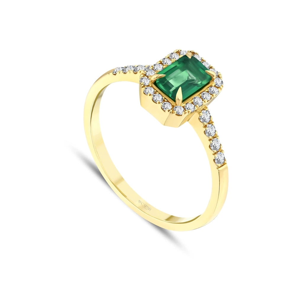 0.71 Karat Zümrüt Pırlanta Yüzük Capar Diamond