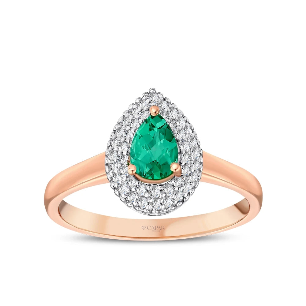 0.58 Karat Pırlanta Zümrüt Yüzük Capar Diamond