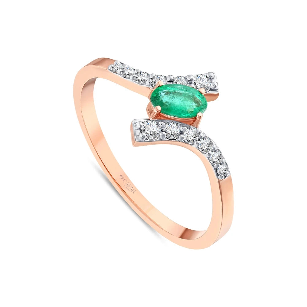 0.41 Karat Oval Kesim Zümrüt Pırlanta Yüzük Capar Diamond