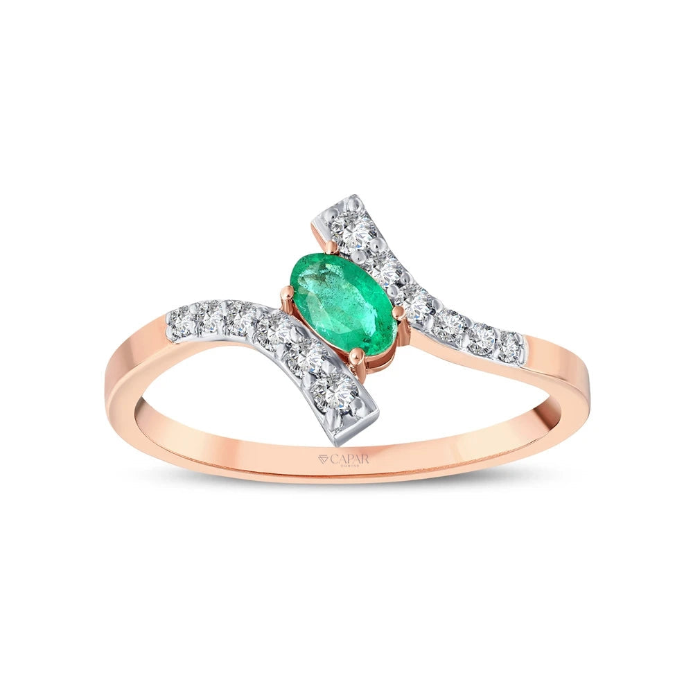 0.41 Karat Oval Kesim Zümrüt Pırlanta Yüzük Capar Diamond