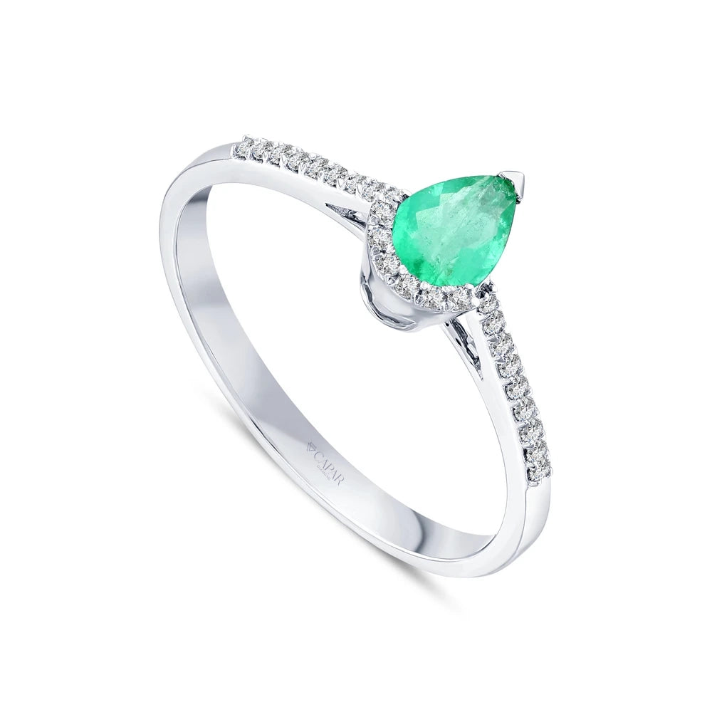 1.01 Karat Damla Kesim Zümrüt Pırlanta Yüzük Capar Diamond