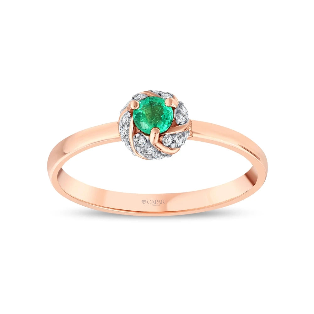 0.28 Karat Zümrüt Pırlanta Yüzük Capar Diamond