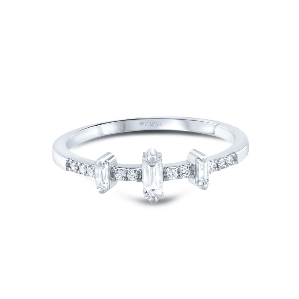 0.18 Karat Pırlanta Tasarım Baget Yüzük Capar Diamond