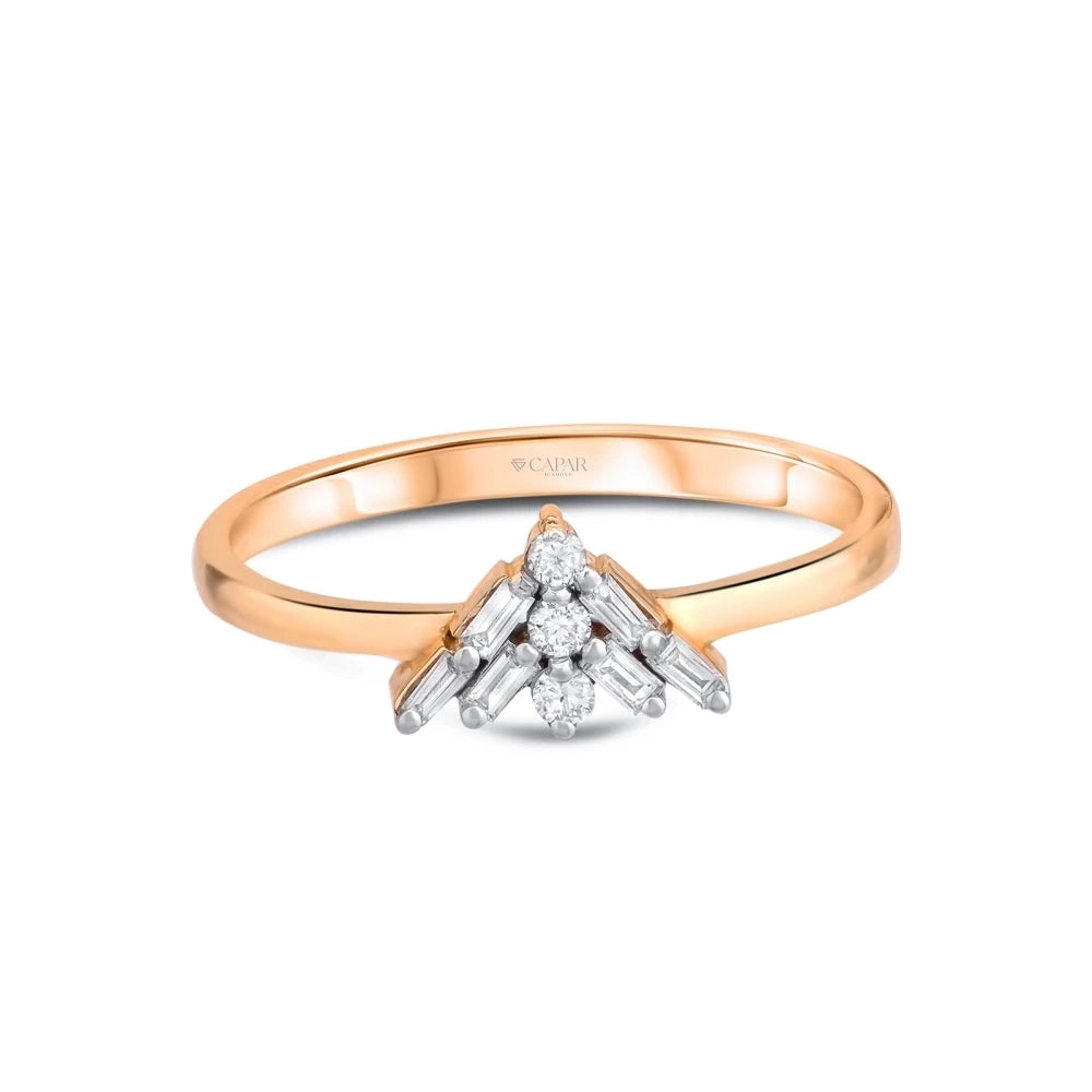 0.14 Karat Pırlanta Tasarım Baget Yüzük Capar Diamond