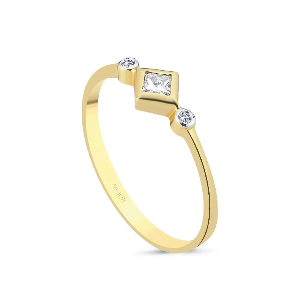 0.12 Karat Pırlanta Prenses Tektaş Yüzük Capar Diamond