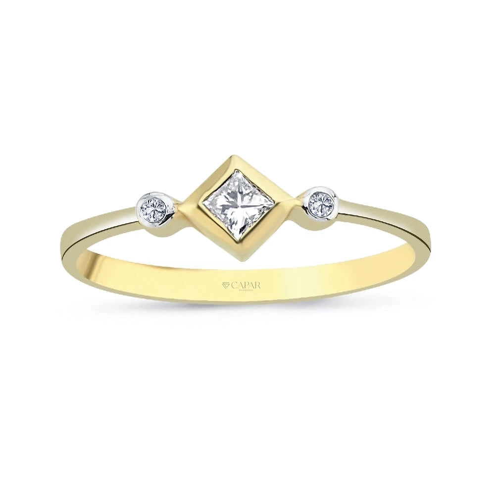 0.12 Karat Pırlanta Prenses Tektaş Yüzük Capar Diamond