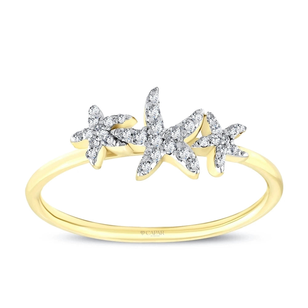 0.21 Karat Deniz Yıldızı Pırlanta Yüzük Capar Diamond