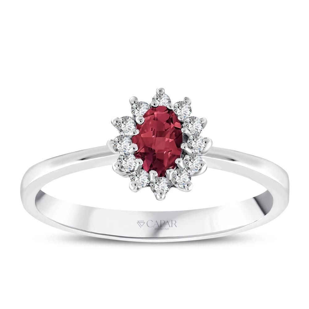0.57 Karat Oval Yakut Pırlanta Yüzük Capar Diamond