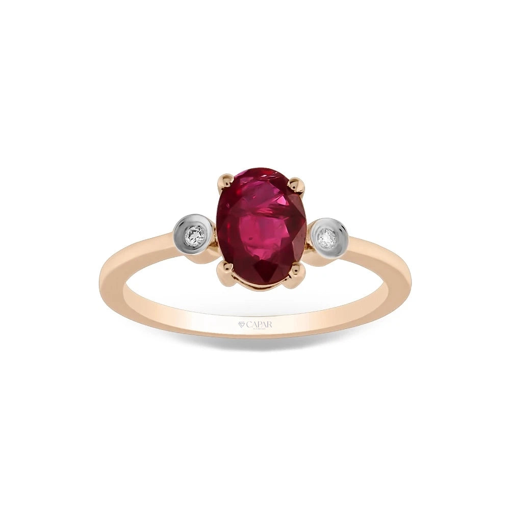 1.90 Karat Pırlanta Oval Yakut Yüzük Capar Diamond