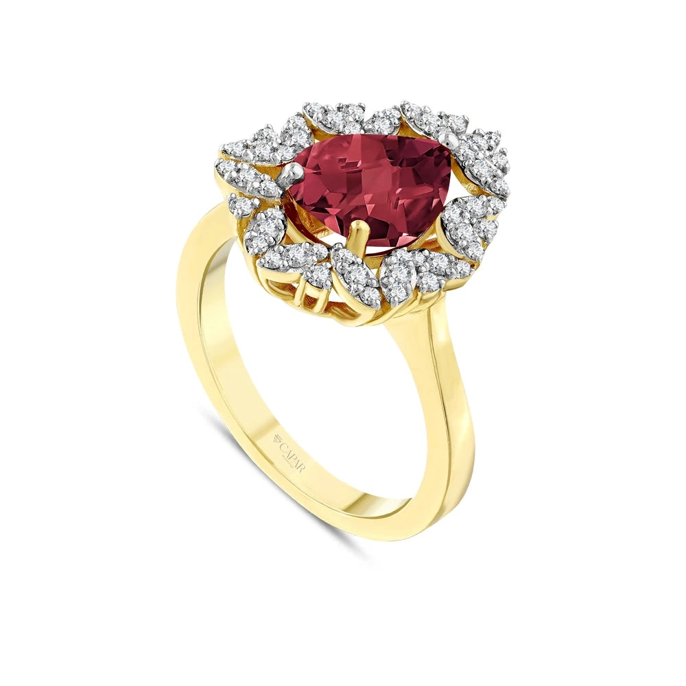 3.43 Karat Damla Yakut Pırlanta Yüzük Capar Diamond