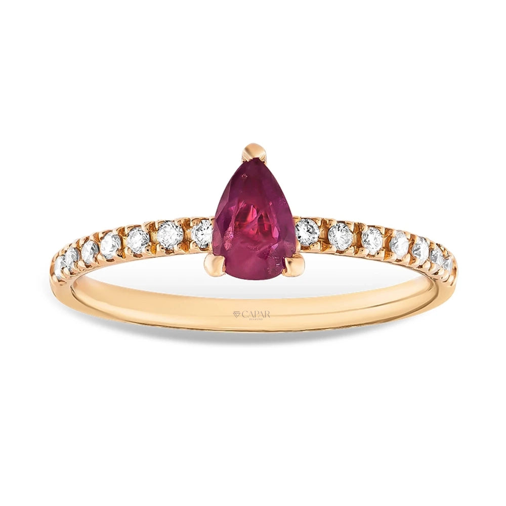0.53 Karat Damla Yakut Yüzük Capar Diamond