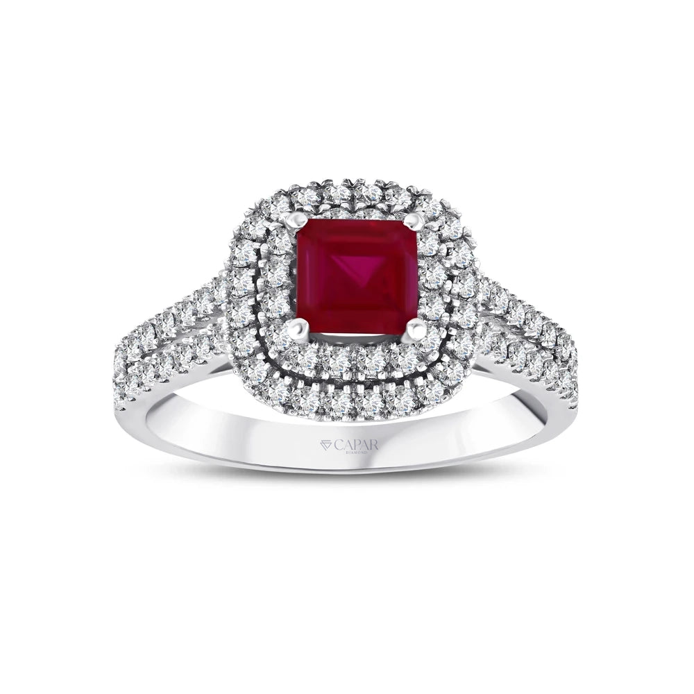1.33 Karat Prenses Kesim Yakut Pırlanta Yüzük Capar Diamond