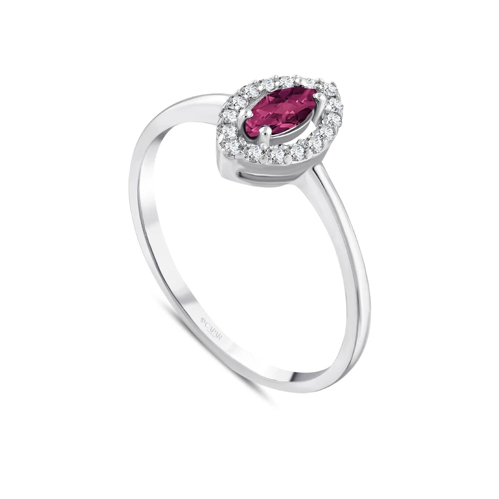 0.37 Karat Karat Markiz Yakut Pırlanta Yüzük Capar Diamond