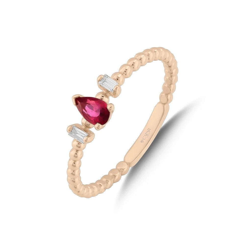 0.30 Karat Pırlanta Yakut Yüzük Capar Diamond