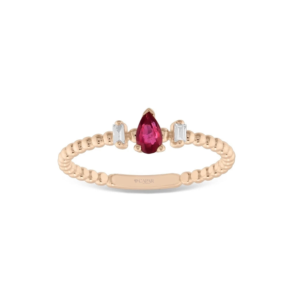 0.30 Karat Pırlanta Yakut Yüzük Capar Diamond