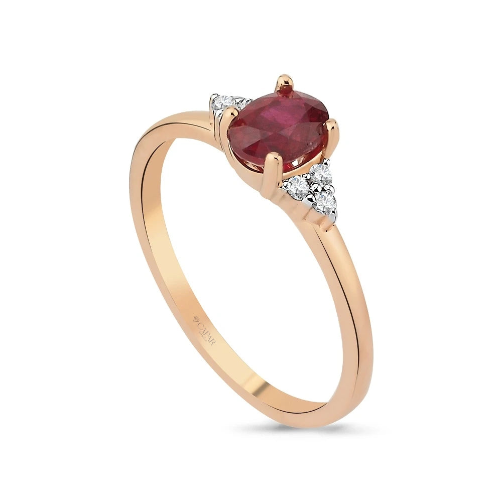 0.88 Karat Pırlanta Yakut Yüzük Capar Diamond