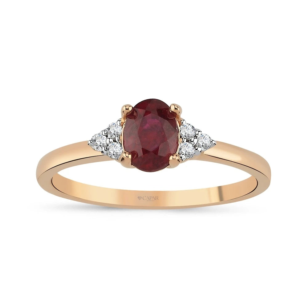 0.88 Karat Pırlanta Yakut Yüzük Capar Diamond