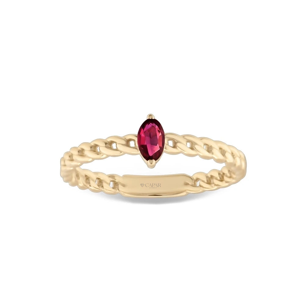 0.20 Karat Markiz Kesim Yakut Yüzük Capar Diamond