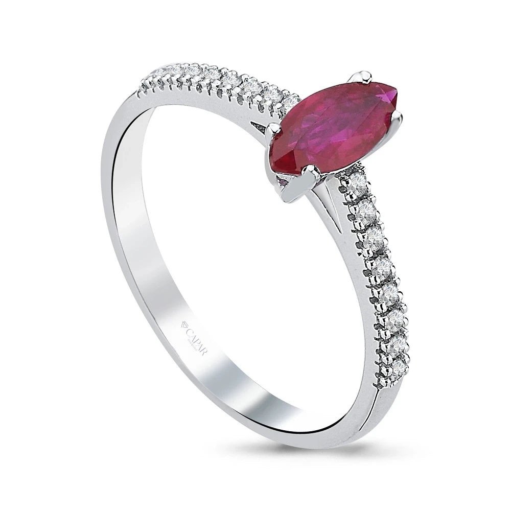0.74 Karat Pırlanta Yakut Yüzük Capar Diamond