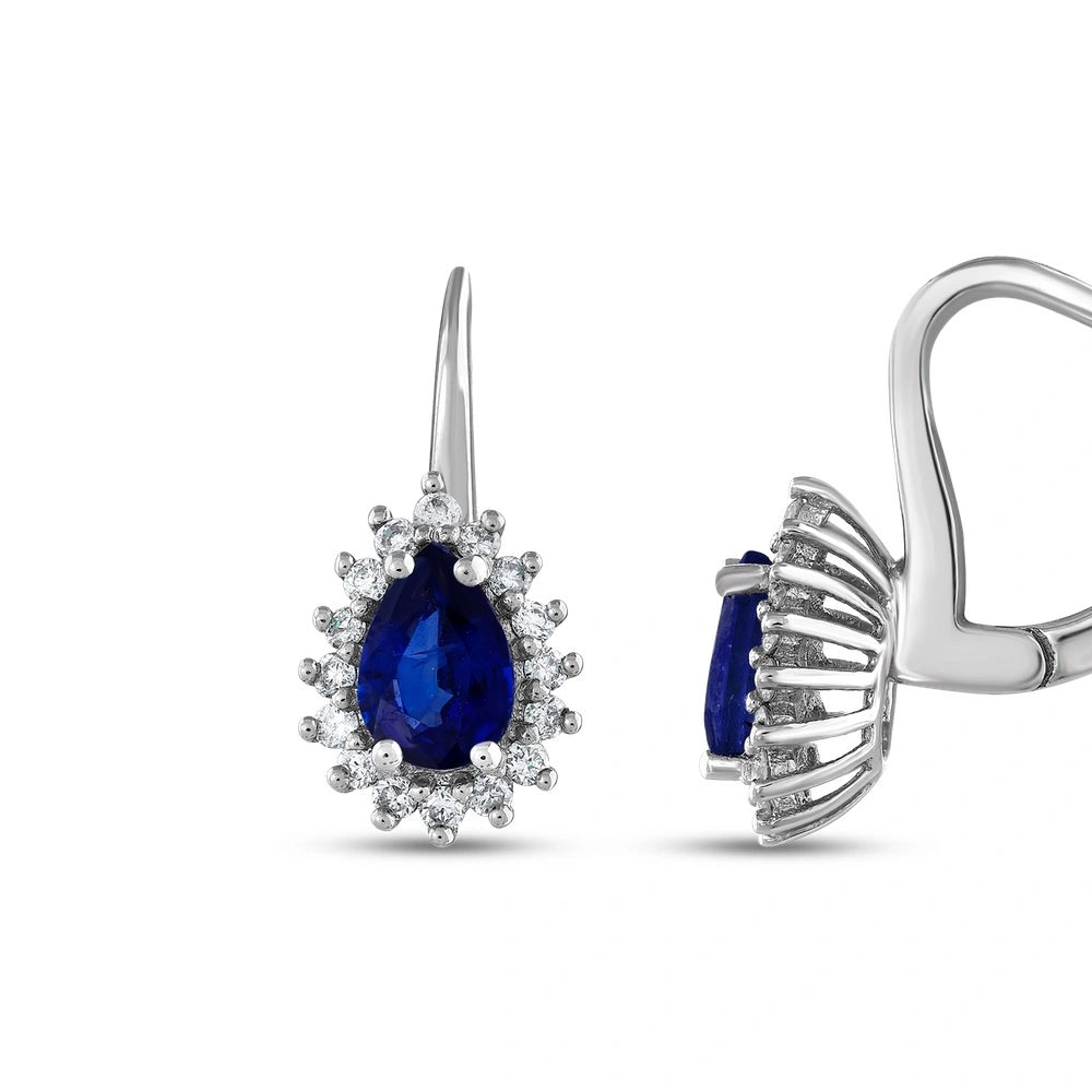 0.32 Karat Safir Taşlı Pırlanta Küpe Capar
