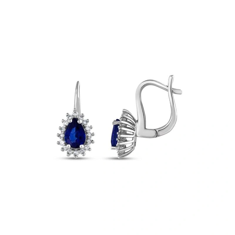 0.32 Karat Safir Taşlı Pırlanta Küpe Capar