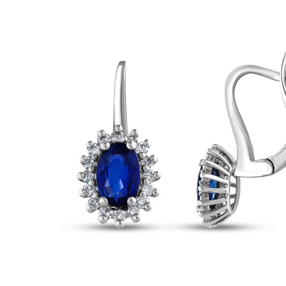 0.29 Karat Safir Taşlı Pırlanta Küpe Capar