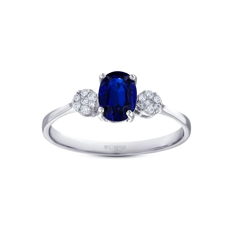 0.08 Karat Safir Taşlı Pırlanta Yüzük Capar Diamond