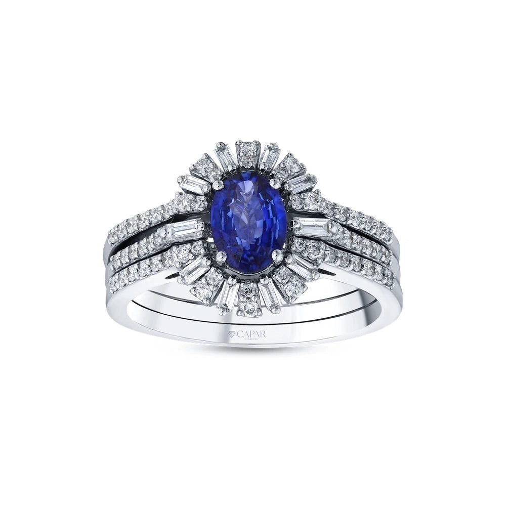 0.41 Karat Safir Taşlı Pırlanta Yüzük Capar Diamond