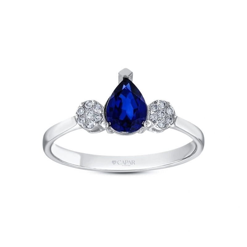 0.09 Karat Safir Taşlı Pırlanta Yüzük Capar Diamond