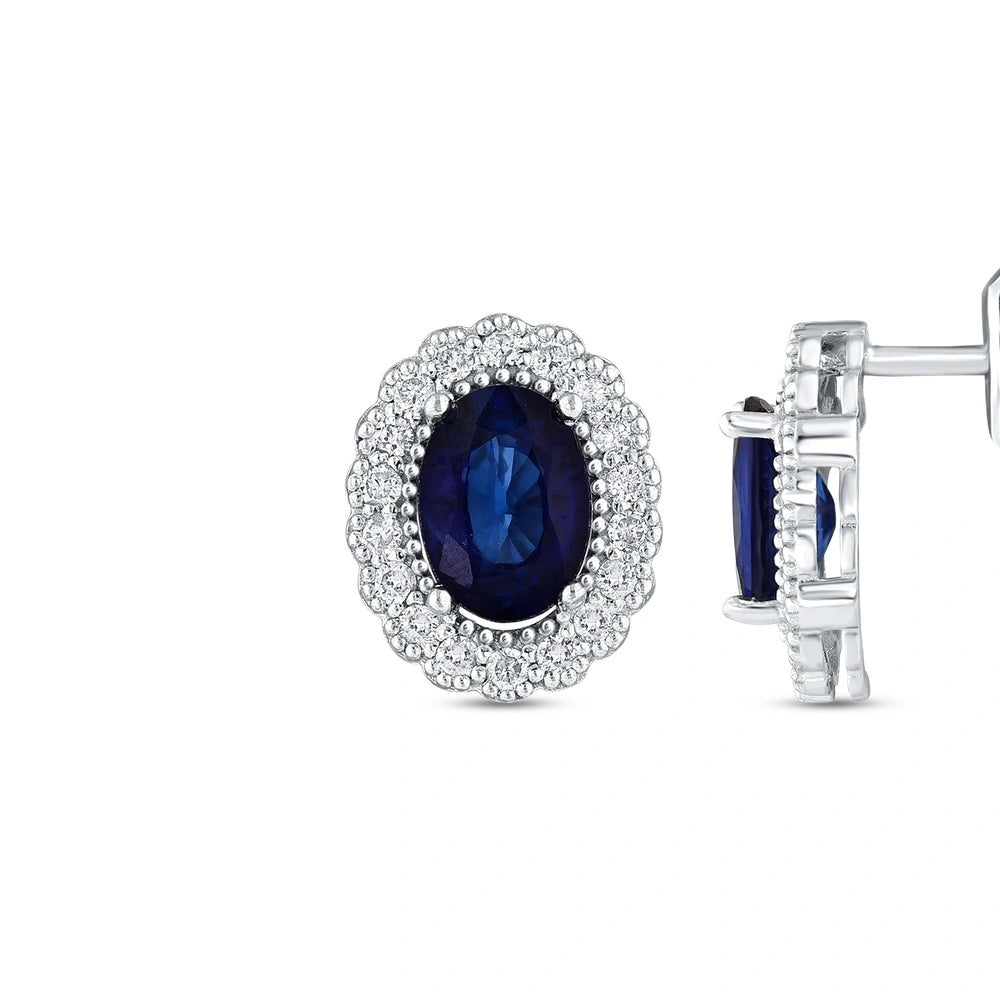 0.14 Karat Safir Taşlı Pırlanta Küpe Capar