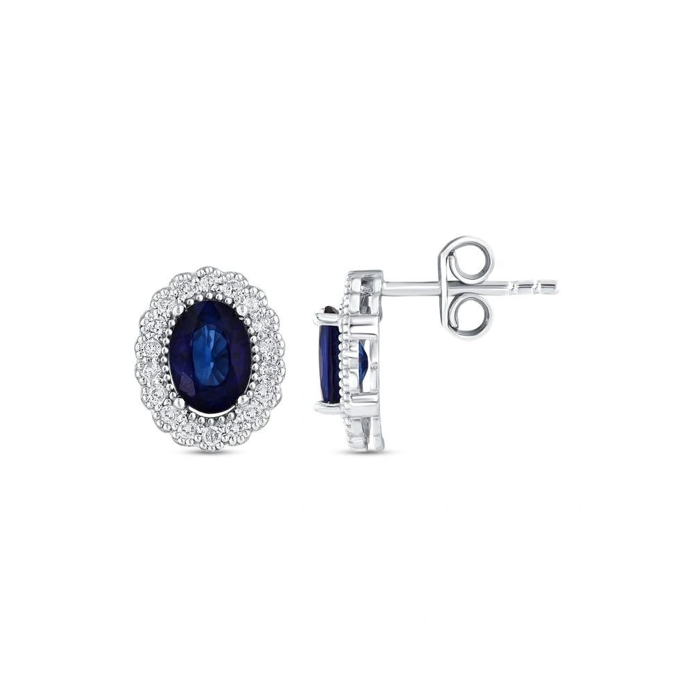 0.14 Karat Safir Taşlı Pırlanta Küpe Capar